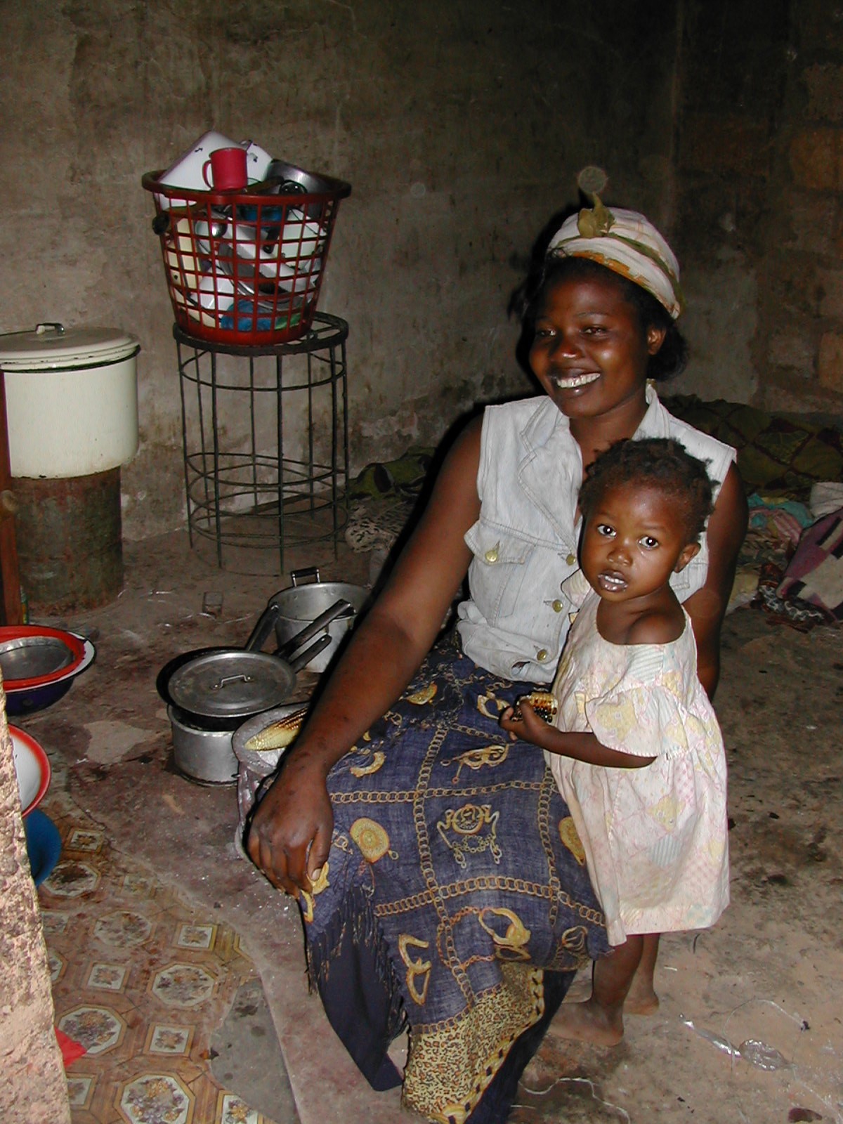 Zambian mother and child at home