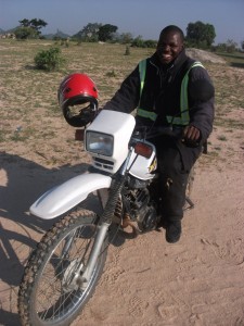 Emmanuel Manomano on his motorbike