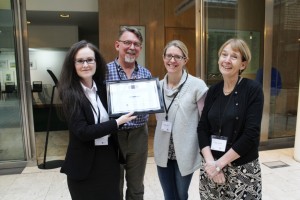 The Homerton Hospital TB Team, receiving their certificate from Amy McConville, Chair of the TB Action Group
